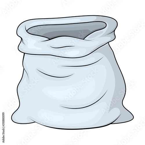 Grey open empty bag for money. sack for gold Vector illustration. old medieval purse icon in cartoon style.