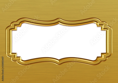 Metallic golden ornamental frame. Vintage calligraphic decoration.