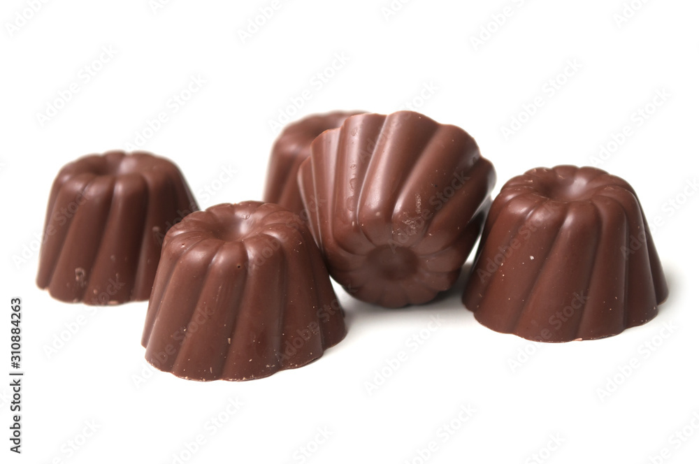 Group of Chocolates in shaped kouglofs on white background Group of Chocolates in shaped kouglofs on white background