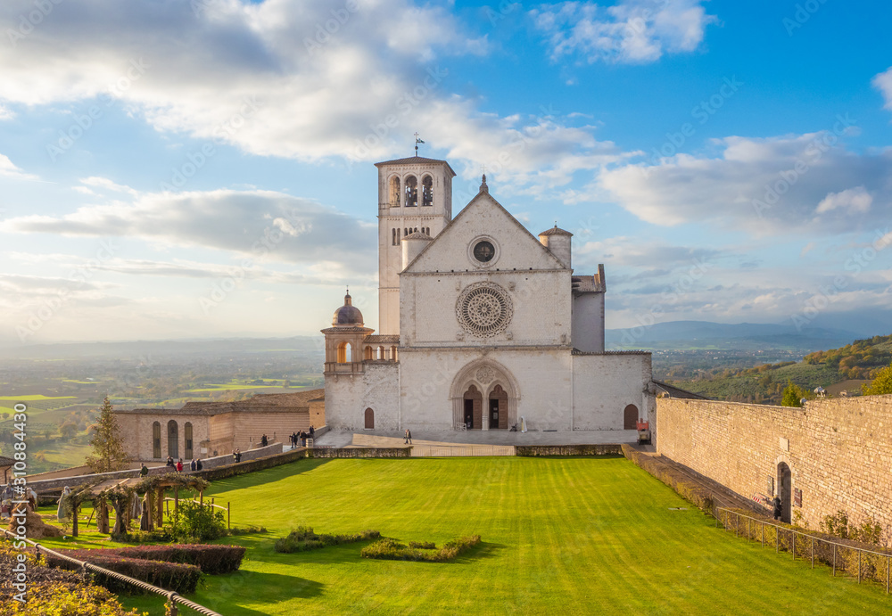 Assisi, Umbria (Italy) - The awesome medieval stone town in Umbria region, with the famous Saint Francis sanctuary, during Christmas holidays.