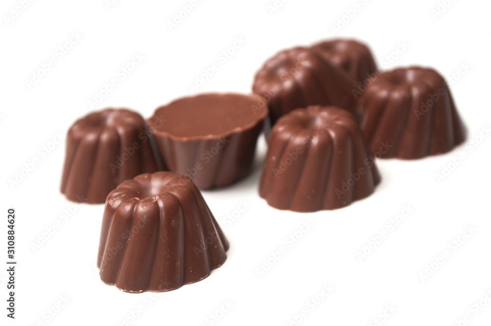 Group of Chocolates in shaped kouglofs on white background