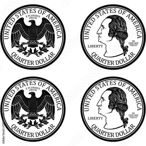 Ready minted high quality Quarter Dollar Coin vector photo