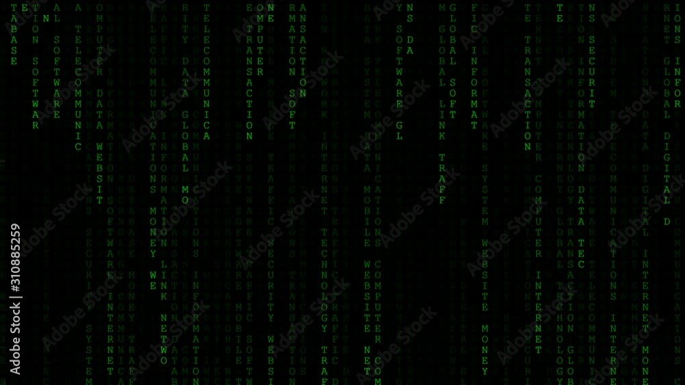 Light green digital text wording background matrix falling from top. Light green digital text wording background matrix falling from top.