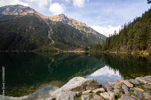Fototapeta Naklejka Na Ścianę i Meble -  Mountain lake Morskie Oko in Tatra Mountains, Poland