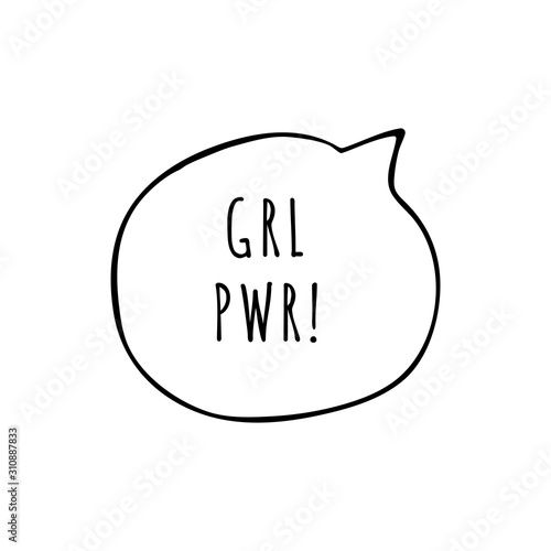 Feminism concept. Girl power inscription. Slogan. Chanting and motto. The fight for the right to equality. Protest illustration vector