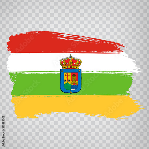 Flag of Rioja brush strokes. Flag Autonomous Community Rioja of Spain on transparent background for your web site design, logo, app, UI. Kingdom of Spain. Stock vector.  EPS10.