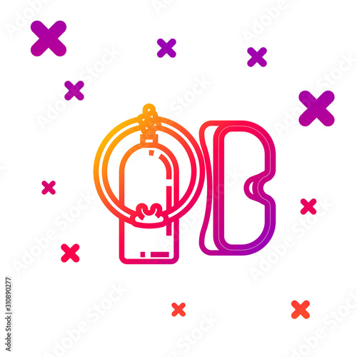 Color line Diving mask and aqualung icon isolated on white background. Oxygen tank for diver. Extreme sport. Sport equipment. Gradient random dynamic shapes. Vector Illustration