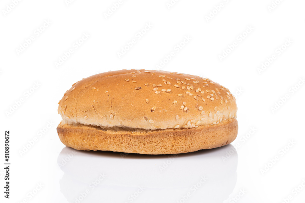 hamburger bread with sesame on white background hamburger bread with sesame on white background