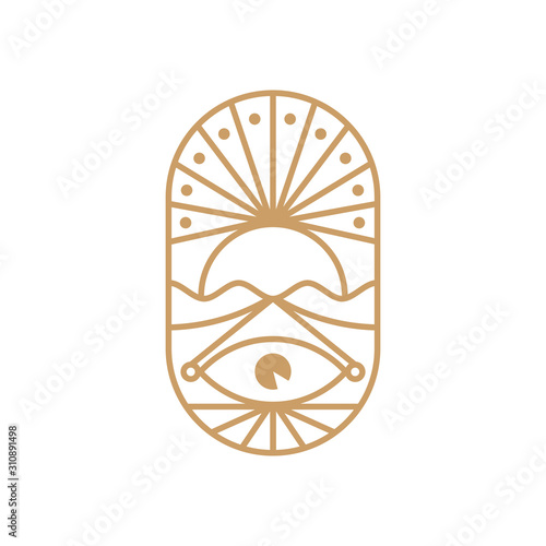 Logo symbol eye with sun creative geometric vector illustration