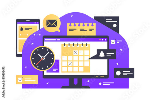 Electronic screen with schedule and planning information