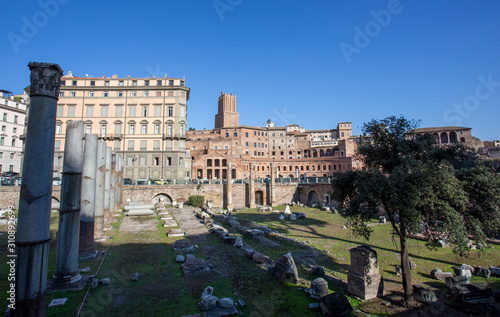 Roman Forum during the daytime as seen from the street 
