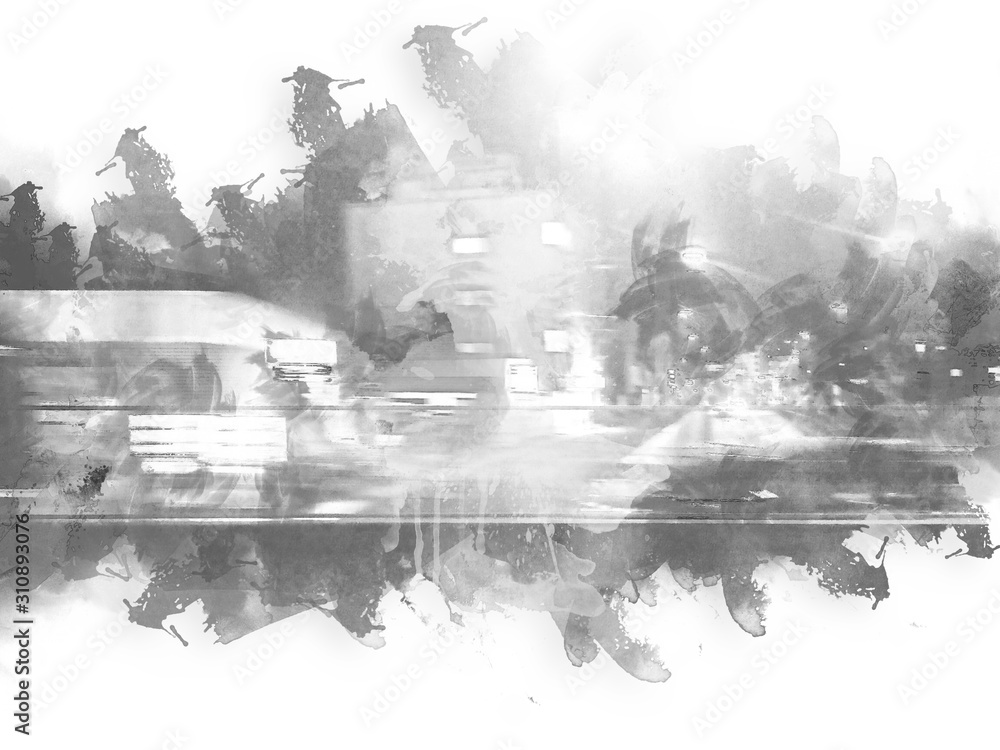 Abstract offices Building in the city on watercolor painting background. City on Digital illustration brush to art. Abstract offices Building in the city on watercolor painting background. City on Digital illustration brush to art.