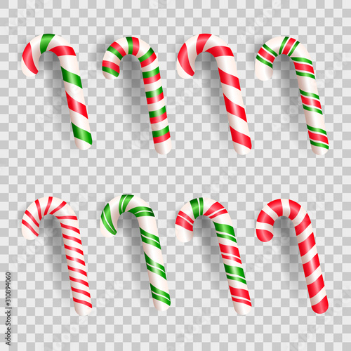 Set of realistic christmas candy cane.