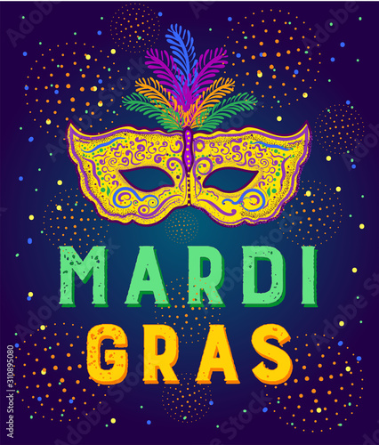 Mardi Gras card. Carnival. Mask.