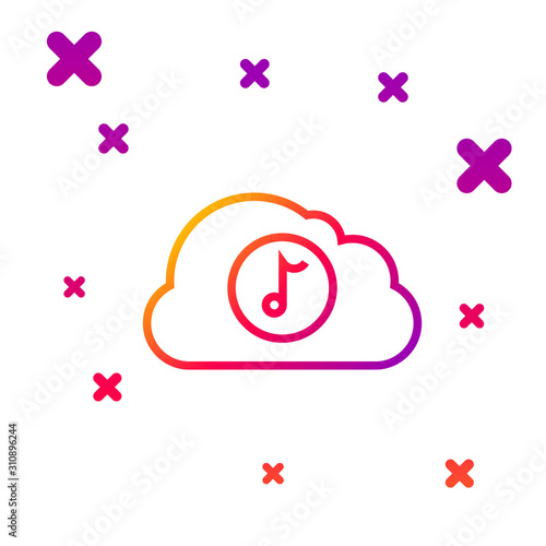 Color line Music streaming service icon isolated on white background. Sound cloud computing, online media streaming, online song, audio wave. Gradient random dynamic shapes. Vector Illustration