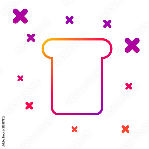 Color line Bread toast for sandwich piece of roasted crouton icon isolated on white background. Lunch, dinner, breakfast snack. Gradient random dynamic shapes. Vector Illustration