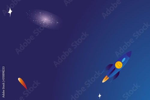 Background with rocket in space 