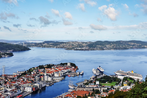 magnificent view of the port of Bergen in Norway