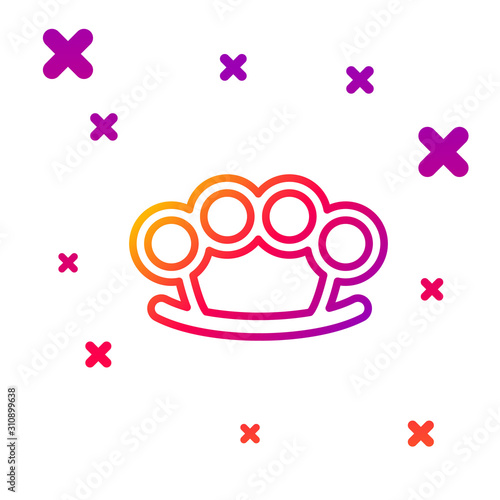 Color line Brass knuckles icon isolated on white background. Gradient random dynamic shapes. Vector Illustration