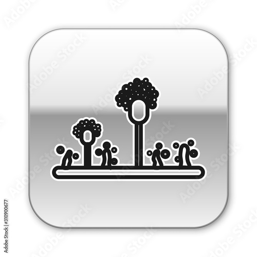 Black line Mold icon isolated on white background. Silver square button. Vector Illustration