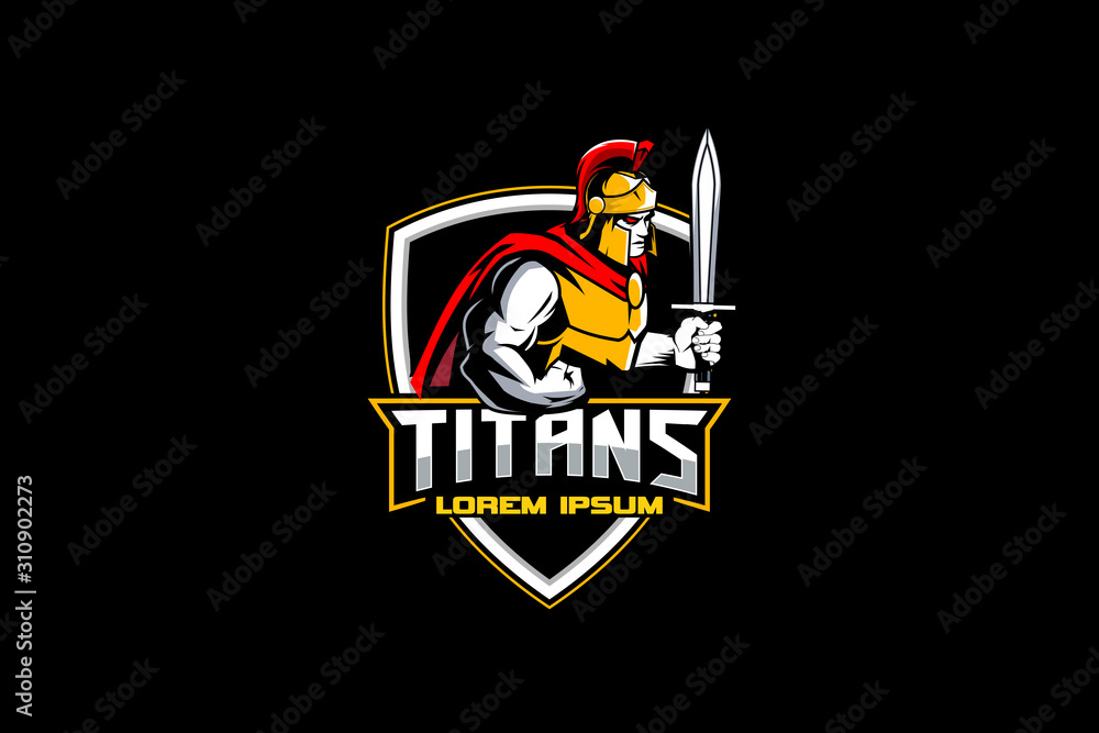 titan or spartan warrior vector shield emblem logo template titan or spartan warrior vector shield emblem logo template