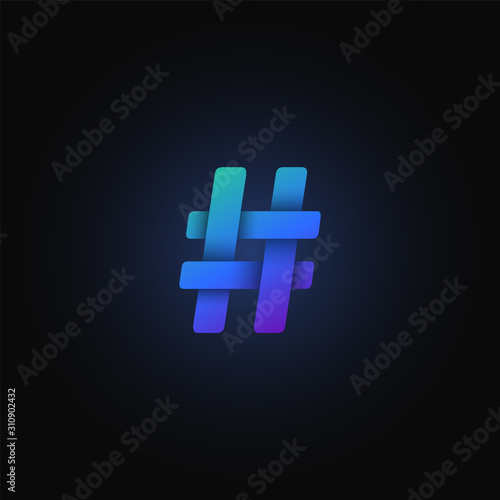 Blue paper folded character from a typeset, vector illustration