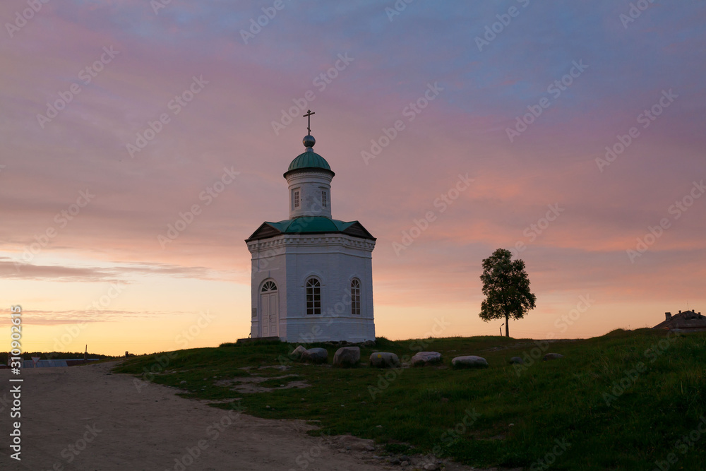 Solovki. Monastery landscape sunset