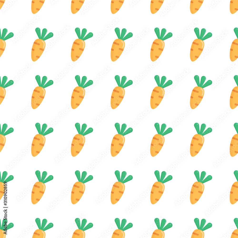 Vector seamless pattern background with orange carrots. Vector illustration. Carrots pattern on white background. Vector seamless pattern background with orange carrots. Vector illustration. Carrots pattern on white background.