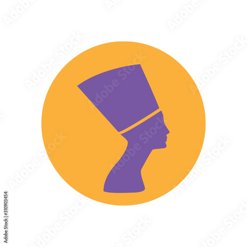 The head of the Egyptian queen on a white background