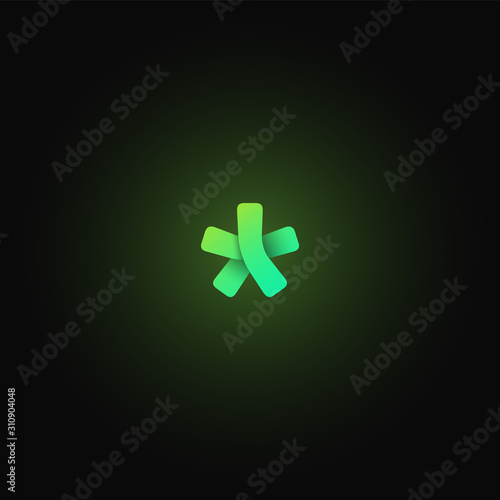 Green paper folded character from a typeset, vector illustration