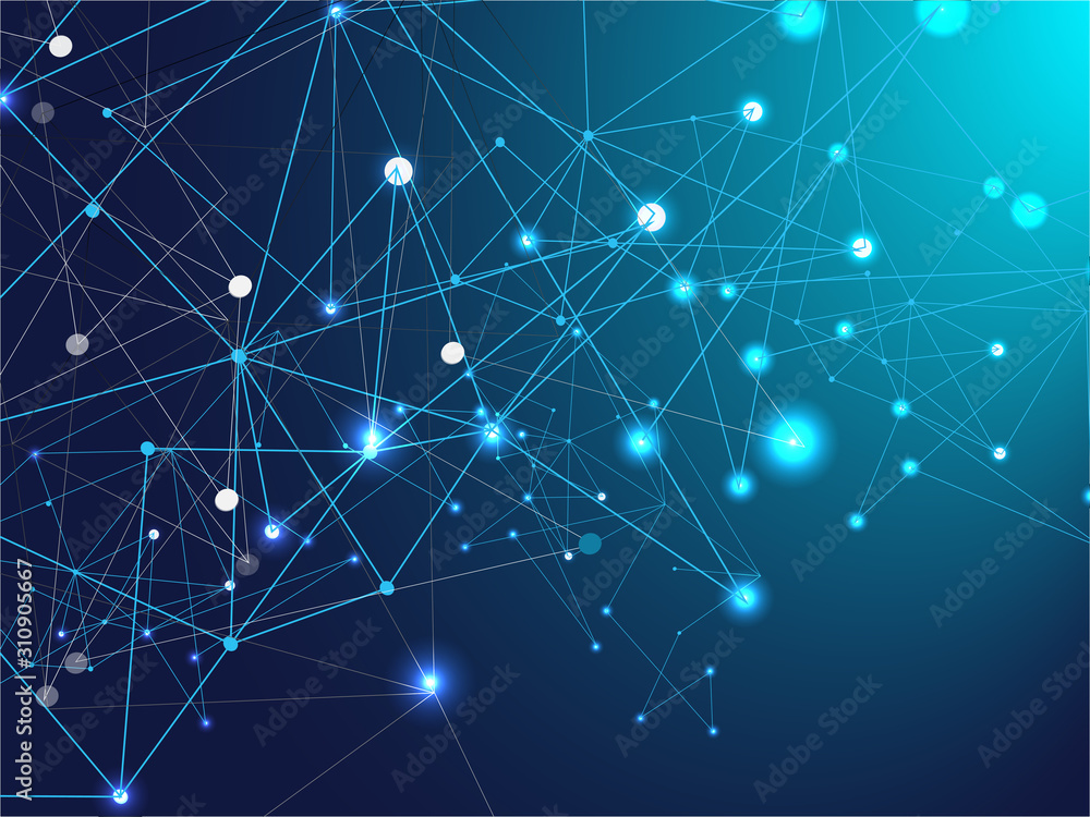 Fototapeta premium Tło wektor splotu połączonego węzłów. Big Data