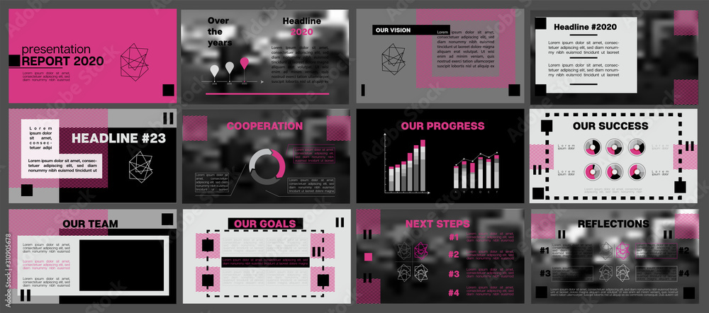 Simple Vector Marketing Presentation Annual Report. Pink 