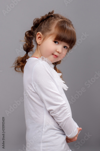 Young model in a white jacket