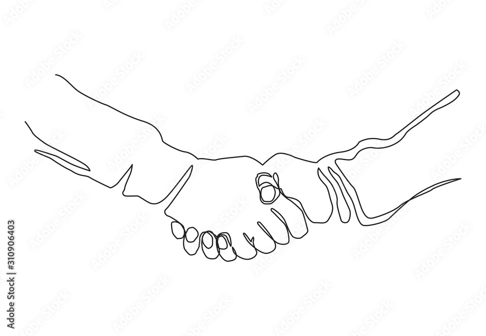 Handshake continuous line vector drawing. Business agreement vector concept Handshake continuous line vector drawing. Business agreement vector concept