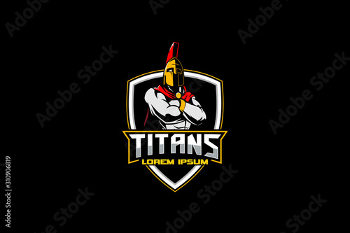 titan or spartan warrior emblem logo template photo
