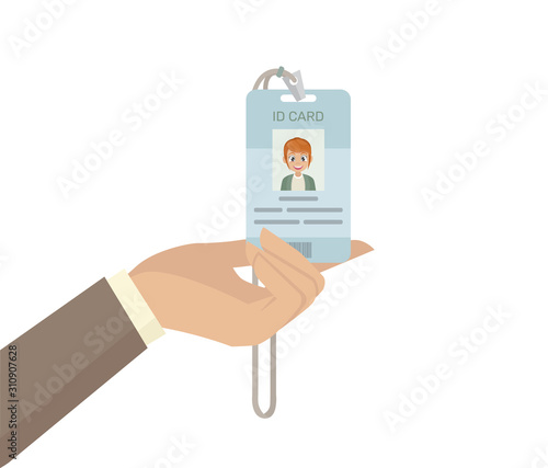 Businesswoman holding her ID card.