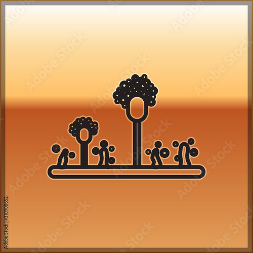 Black line Mold icon isolated on gold background. Vector Illustration