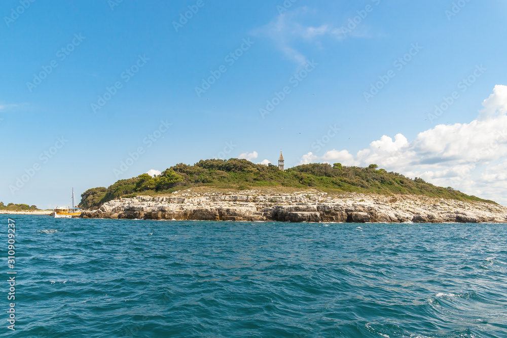 A turquoise water of the Adriatic Sea. Near Rovini. Croatia.