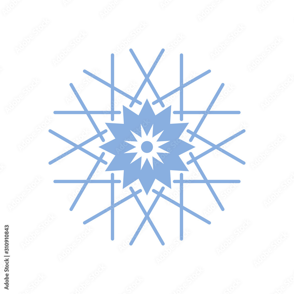 Snowflake flat vector icon isolated on a white background. Snowflake flat vector icon isolated on a white background.