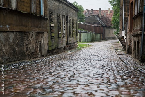 Wet Cobbled Street