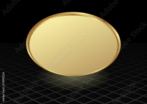 black background with perspective and golden banner