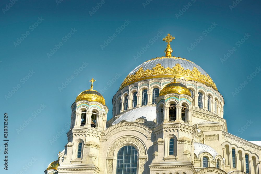naval cathedral in the city of kronstadt saint petersburg against the sky