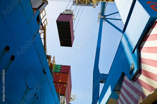 Low Angle View Of Dockside Crane