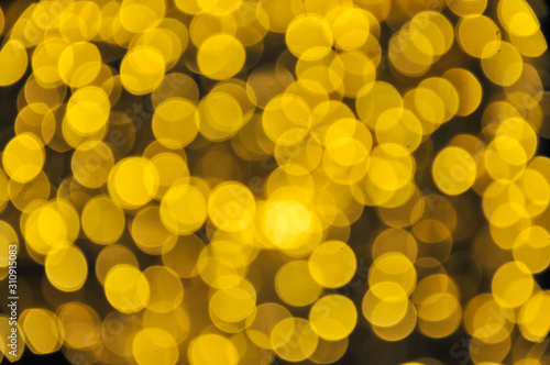 Bokeh, yellow lights at night photo