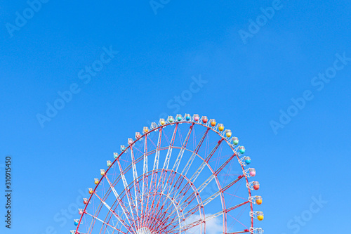 The colorful big Ferris wheel in Odaiba  Tokyo  Japan.