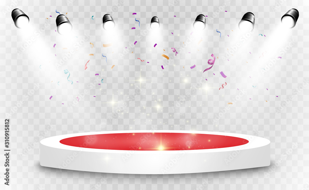 Winner background with signs of first, second and third place on a ...