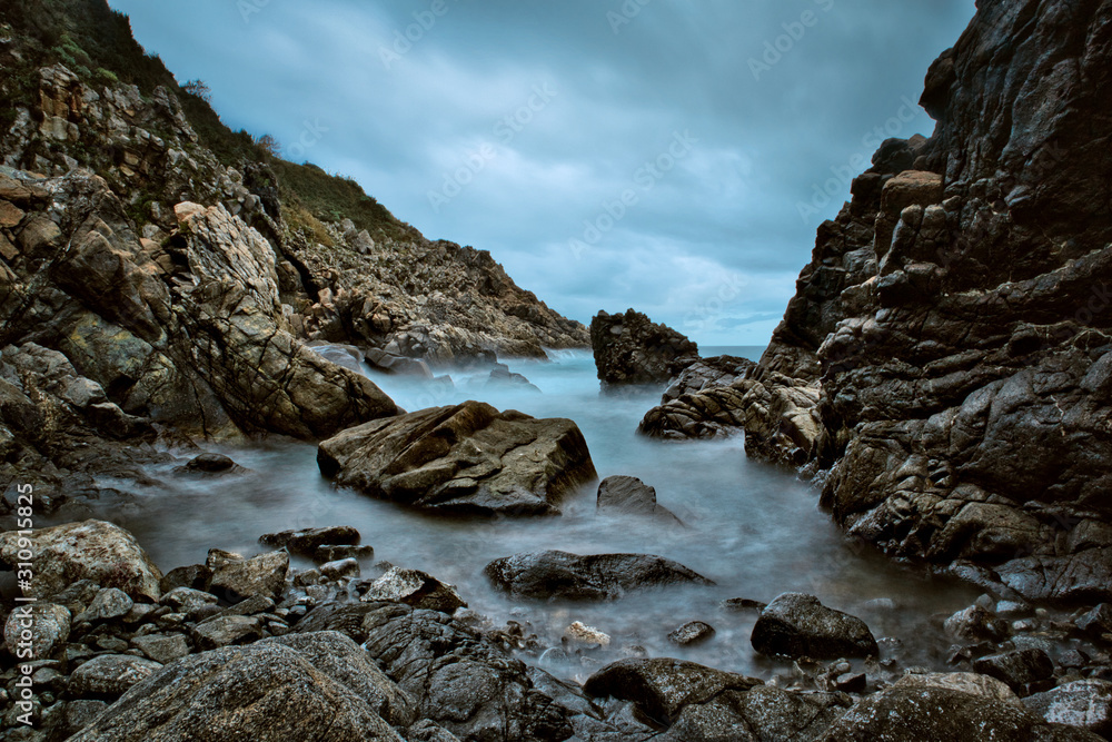 The rocks of the bay of Rovaglioso, in the purple coast.