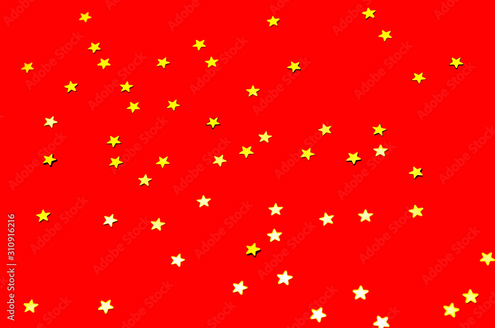 Gold Stars Abstract red Background. Stars, abstract.