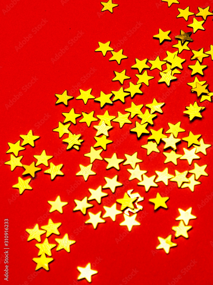 Gold Stars Abstract red Background. Stars, abstract.