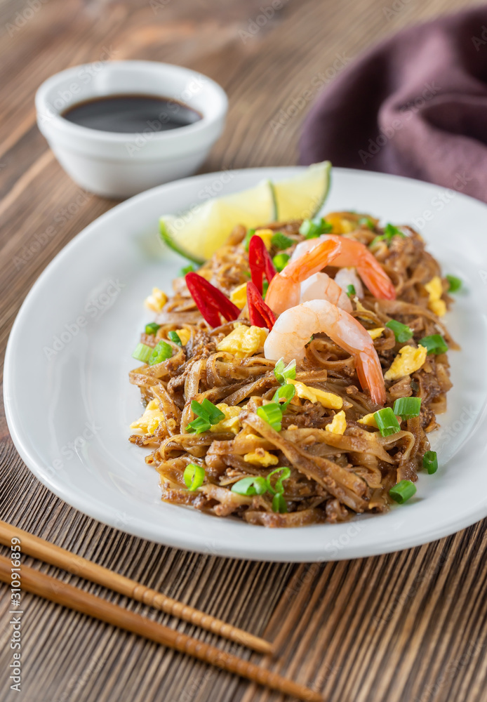Dish of Pad Thai - Thai fried rice noodles Dish of Pad Thai - Thai fried rice noodles